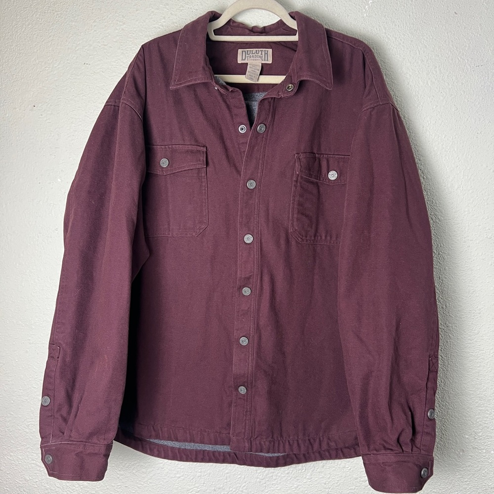 Duluth Hanger Bender Fire Hose Fleece Lined Shirt Jacket Maroon Men's 2XL